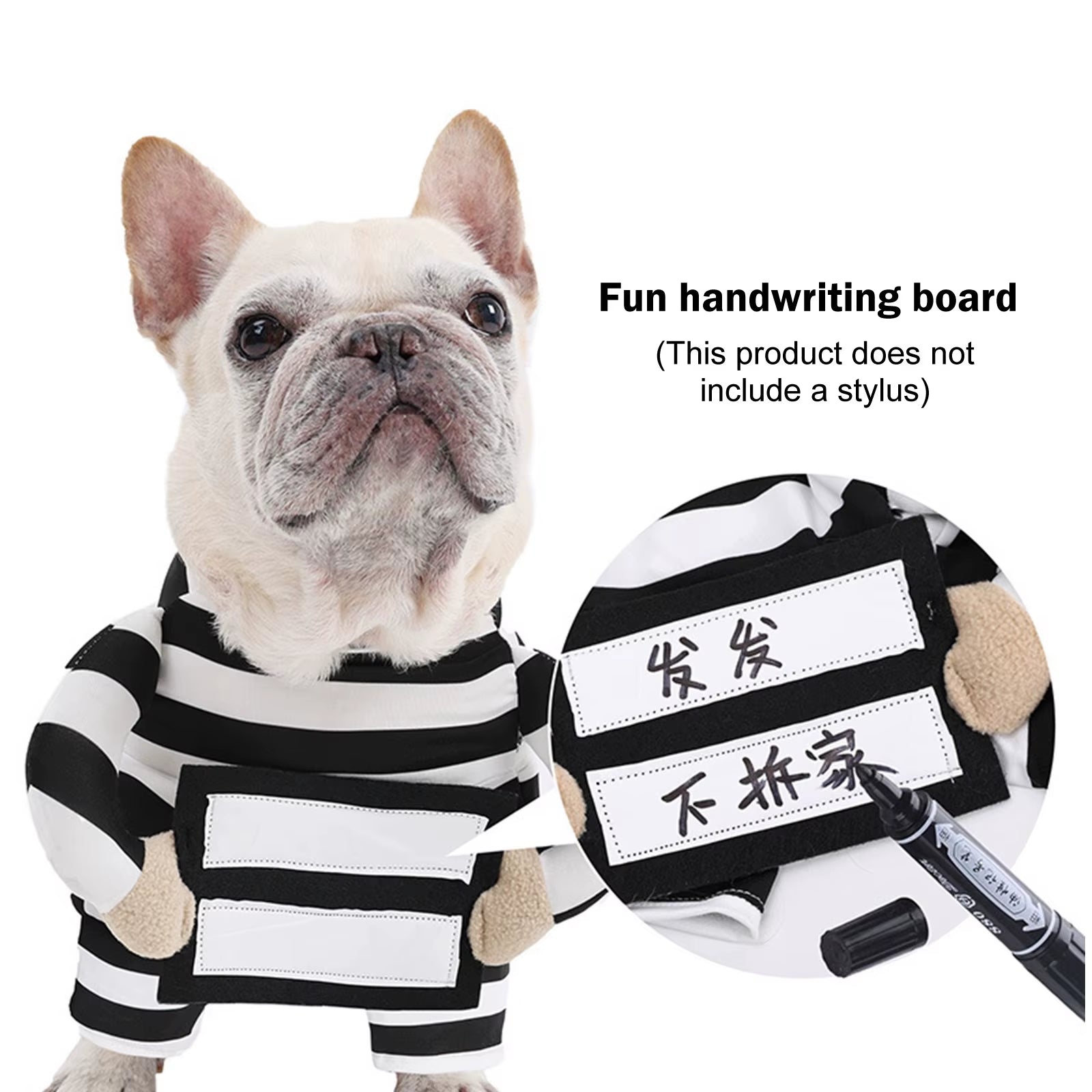 Halloween Funny Prisoner Dog Costume - Striped Prisoner Dog Cosplay Clothes Soft, Comfortable & Easy to Wear.A Cute ID Tag