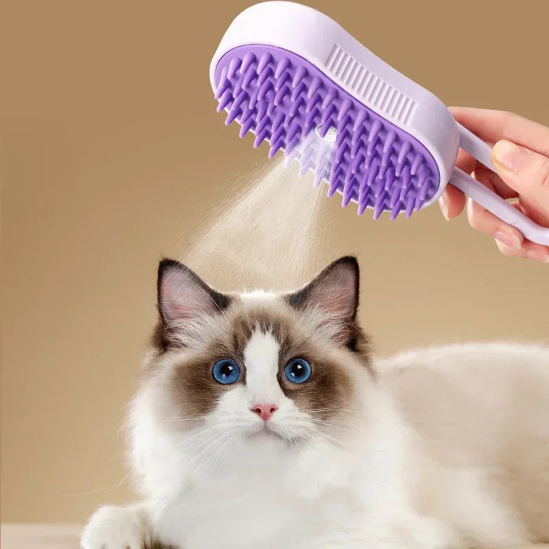 Electric Steamy Brush for Cat and Dog, Steam Brush, Electric Sprayer for Massage, Pet Grooming Tool, Shedding Combs, 3 in 1